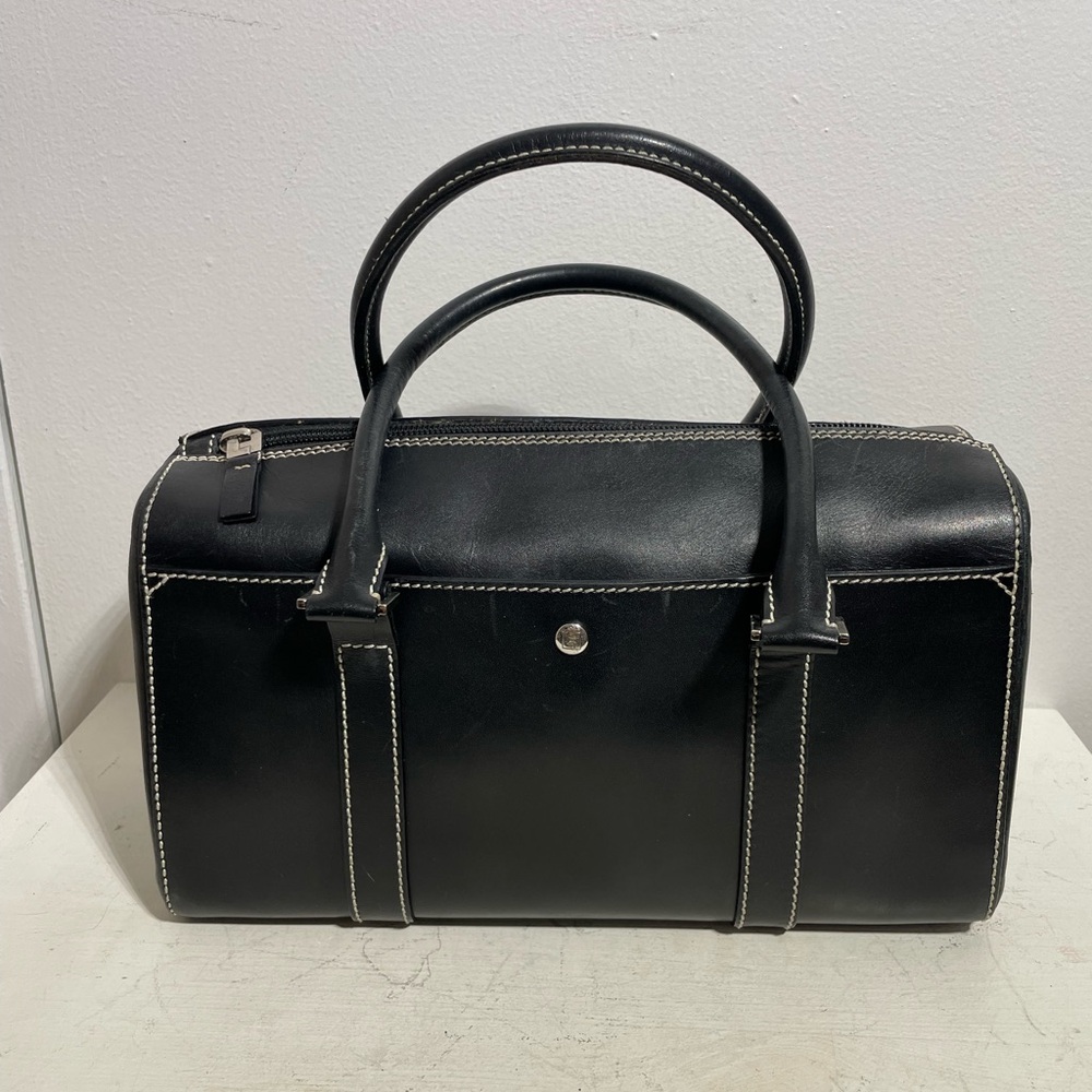 LAMBERTSON TRUEX Black Leather Doctor East West top handle speedy bag